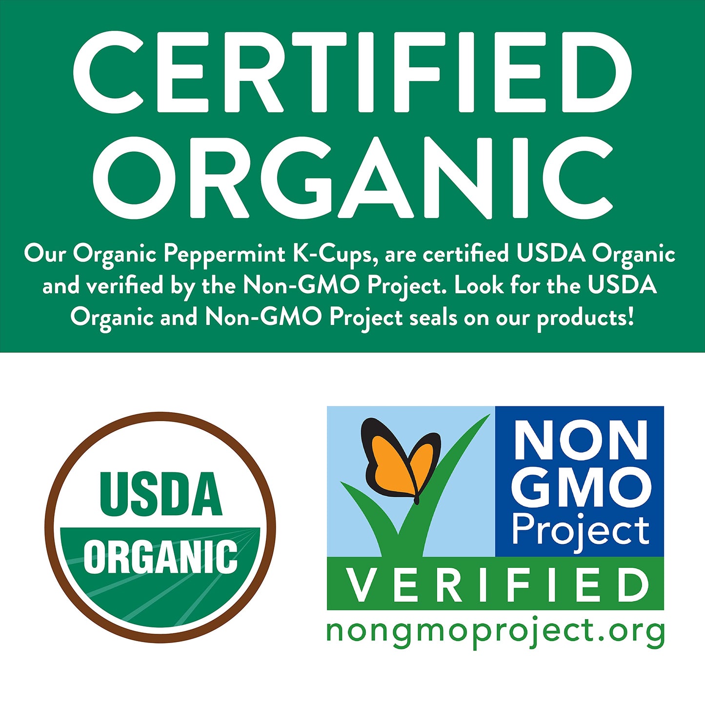 FGO Organic Peppermint Tea K-Cup Pods - Caffeine-Free, Keurig Compatible, 24 Count (Pack of 1)