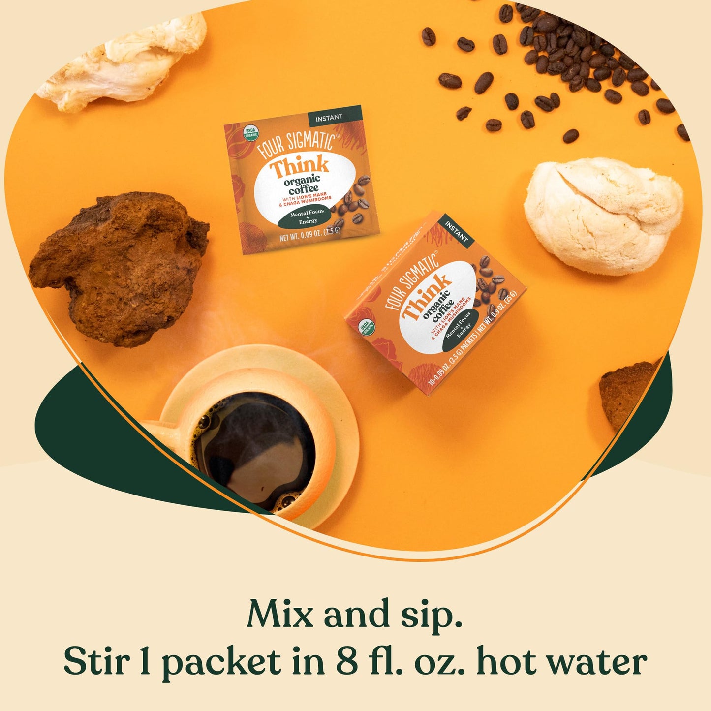 Four Sigmatic Mushroom Mix Coffee Lion'S Mane  Think  Pack Of 3 (30 Packets Total)