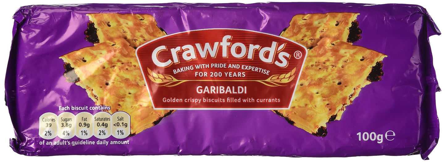Crawford's Garibaldi Biscuits, 3.52 oz, Pack of 6 - Deliciously Crunchy Cookies Perfect for Snacking and Tea Time