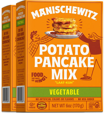 Manischewitz Vegetable Potato Pancake Mix, 6oz (2 Pack) | Gluten Free | No MSG | Traditional Style Potato Latke Mix