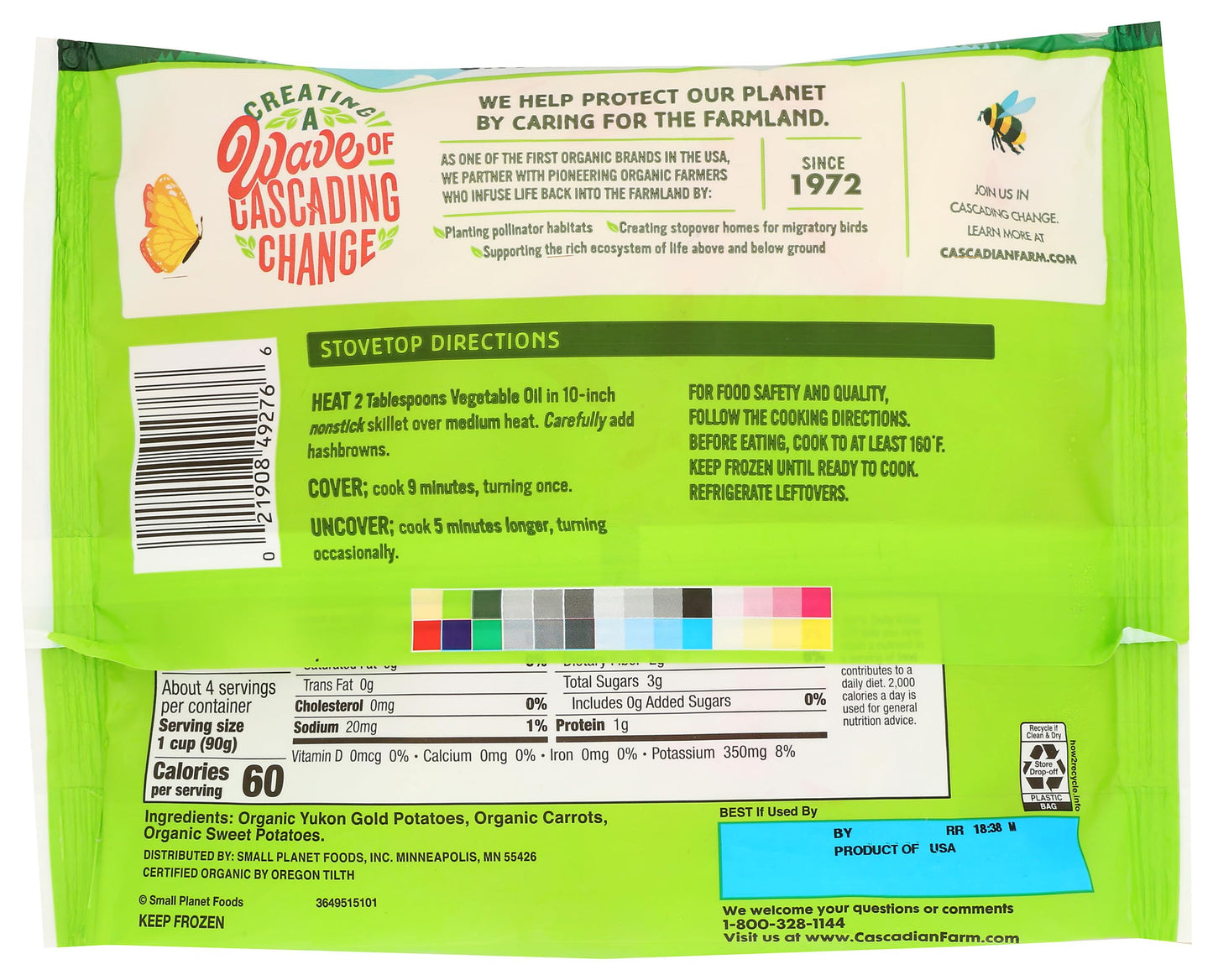 Cascadian Farm Organic Root Vegetable Hash Browns, Non-GMO, Frozen Vegetables, 12 oz.