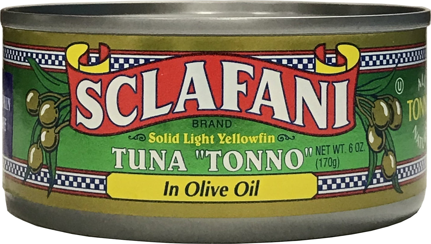 Gus Sclafani Fine Italian Imports Tuna ''Tonno'' Solid Light Yellowfin in Olive Oil 6 oz nt wt (12 Pack)