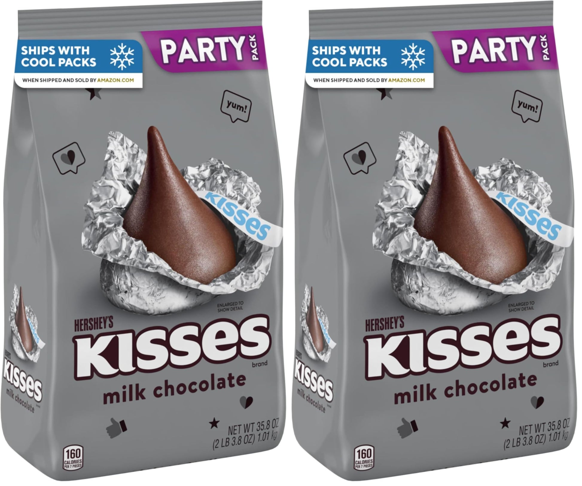 HERSHEYS KISSES Milk Chocolate Candy Party Pack, 35.8 oz (Pack of 2)