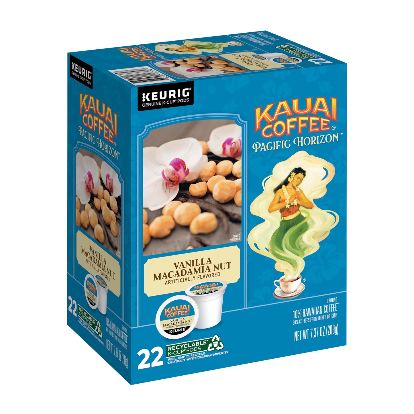Kauai Coffee K-Cup Pods for Keurig – Medium Roast, Vanilla Macadamia Nut – 22 Count Pack