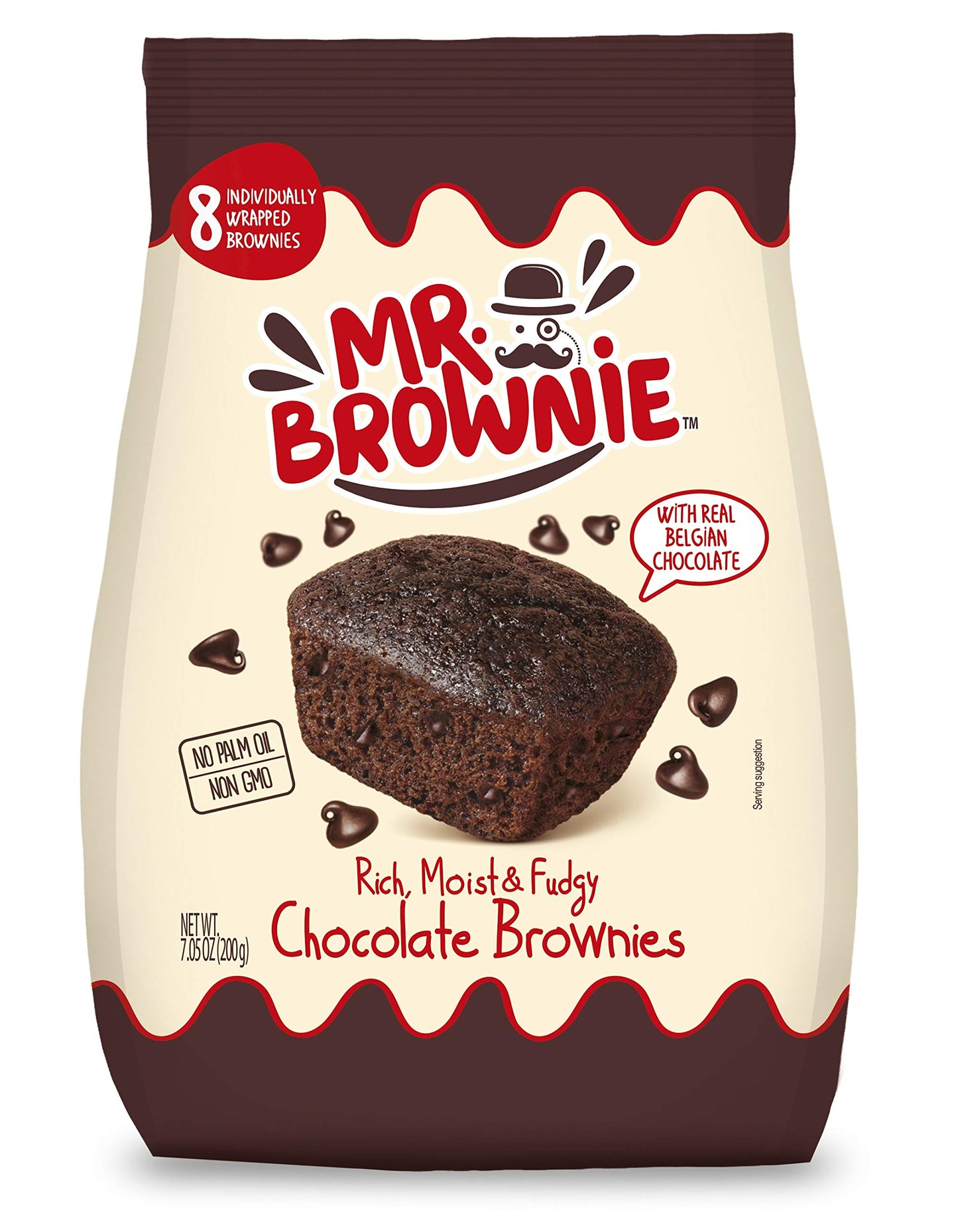 Mr. Brownie Chocolate Brownies | 8 Individually Wrapped Brownie Bites | Snack Packs For Kids & Adults | Real Belgian Chocolate