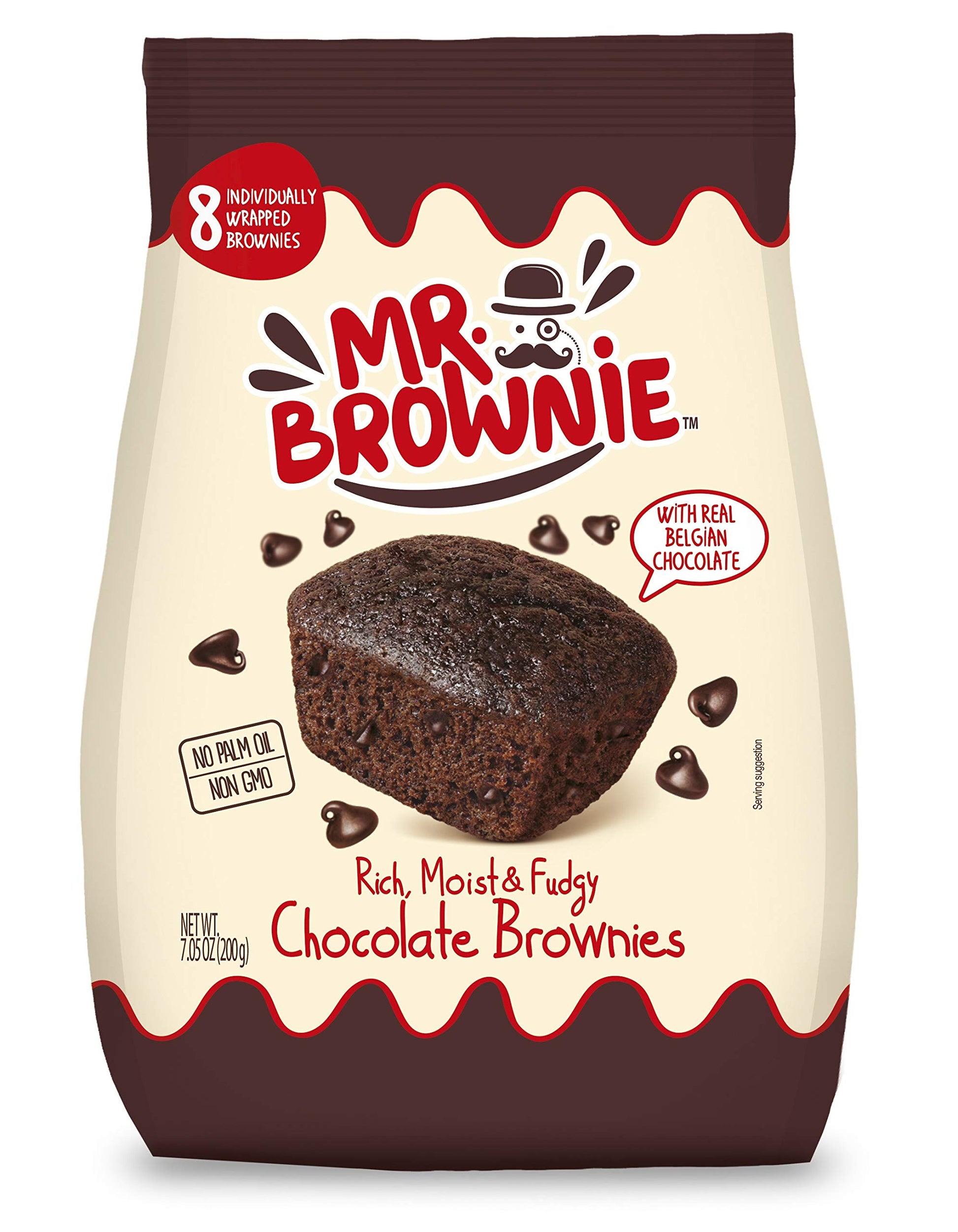 Mr. Brownie Chocolate Brownies | 8 Individually Wrapped Brownie Bites | Snack Packs For Kids & Adults | Real Belgian Chocolate