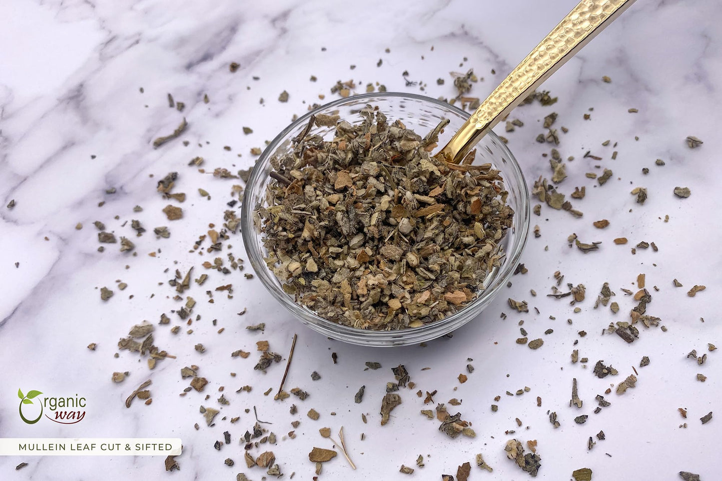 Organic Way Mullein Leaf | Herbal Tea (Verbascum Thapsus) Cut & Sifted - European Wild-Harvest | Organic & Kosher Certified | Non Gmo & Usda Certified | Origin - Albania (2 Oz.)
