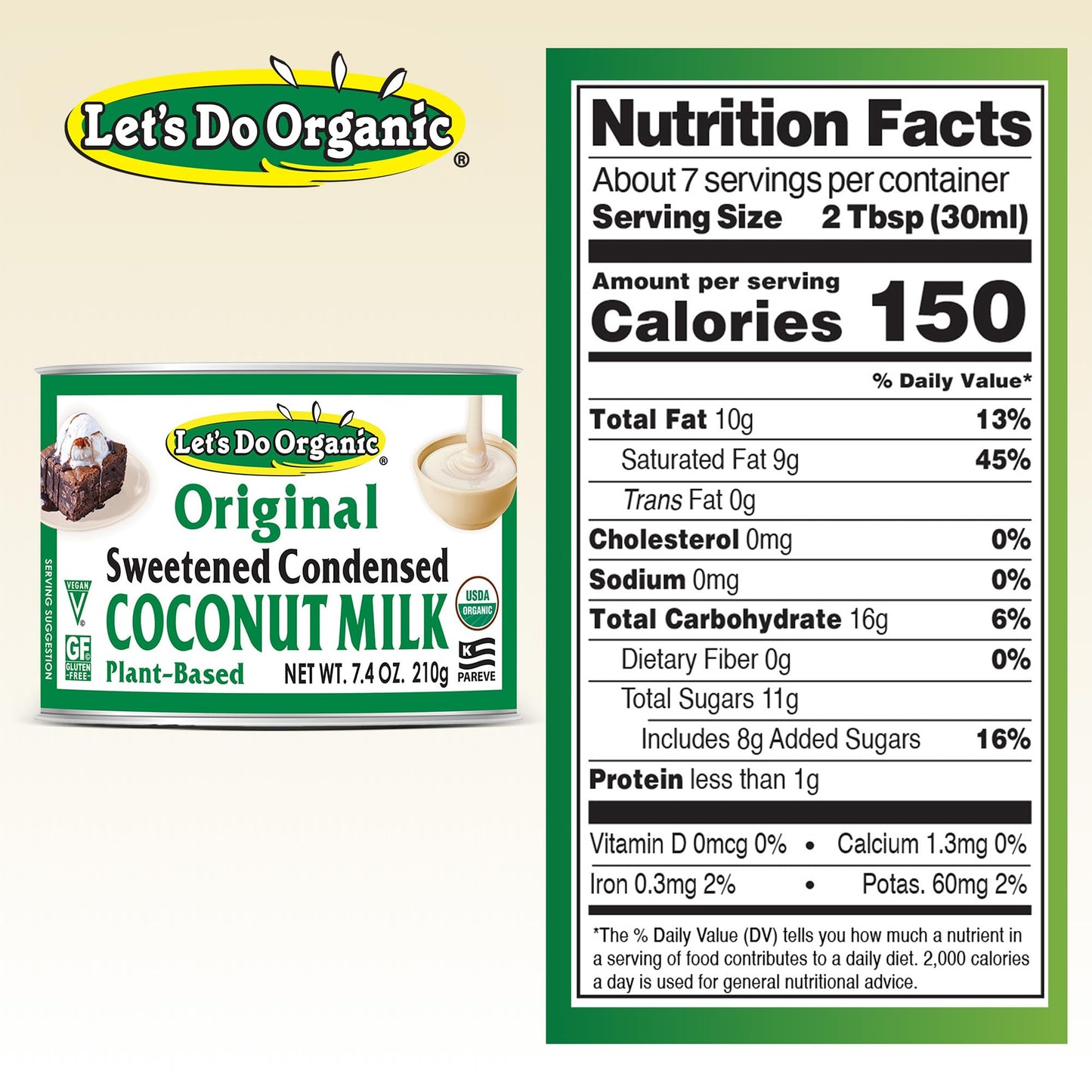 Lets Do Organic Sweetened Condensed Coconut Milk - Vegan Condensed Milk Canned, Coconut Condensed Milk Canned Sweetened - 7.4 oz