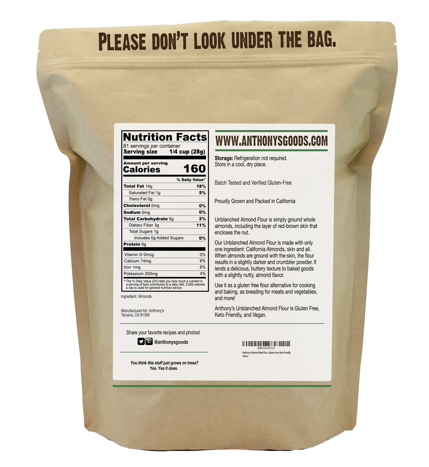 Anthony'S Almond Meal Flour, Unblanched, 5 Lb, Gluten Free, Non Gmo, Keto Friendly
