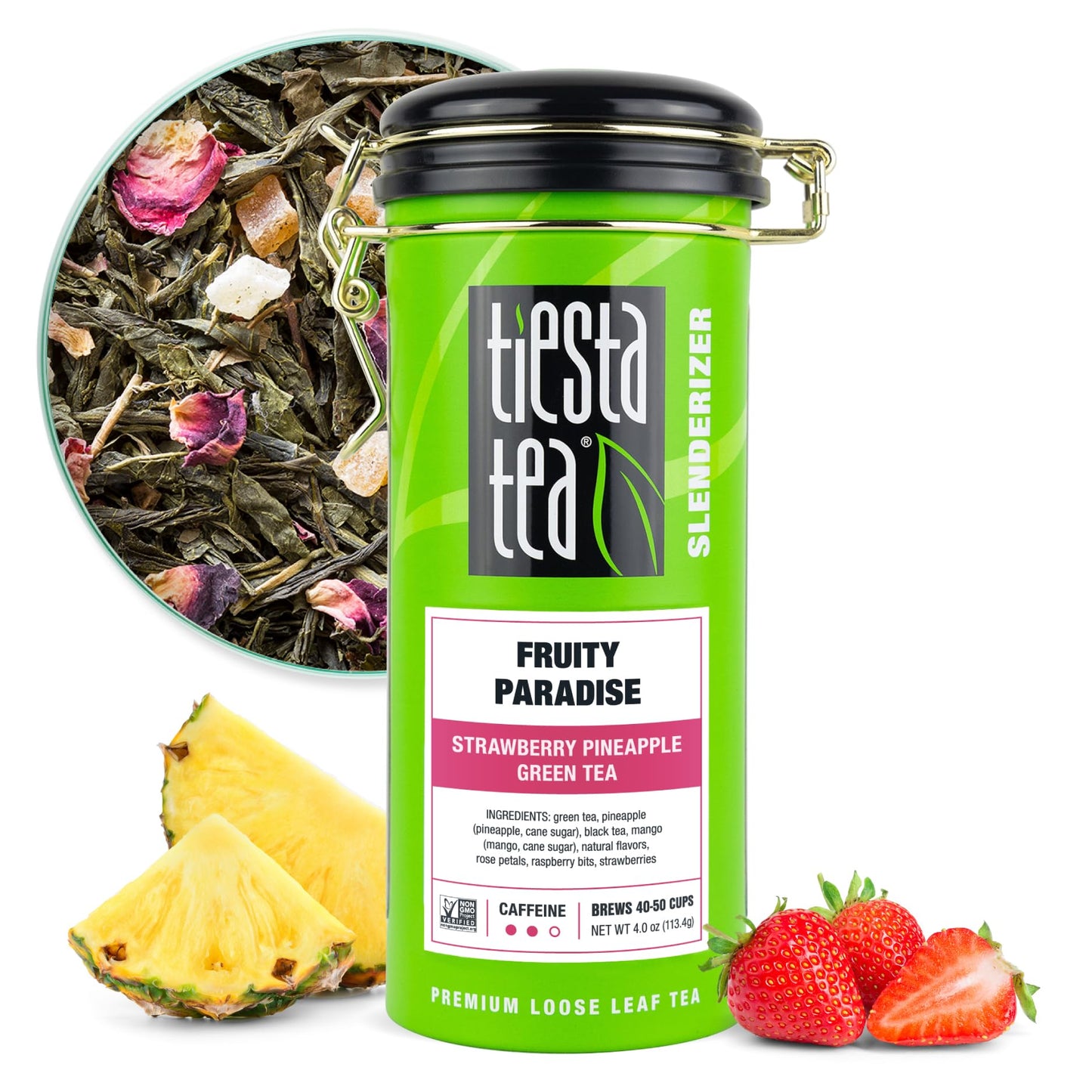 Tiesta Tea - Fruity Paradise, Strawberry Pineapple Green Tea, Premium Loose Leaf Tea Blend, Medium Caffeinated Green Tea, 50 Cup