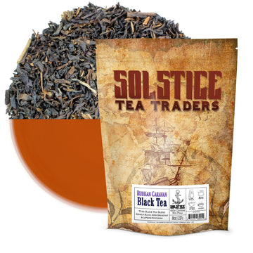 Solstice Russian Caravan Loose Leaf Tea (8 Ounce Bulk Bag); Specialty Hand-Blended Tea From Oolong, Assam, And Lapsang Souchong;
