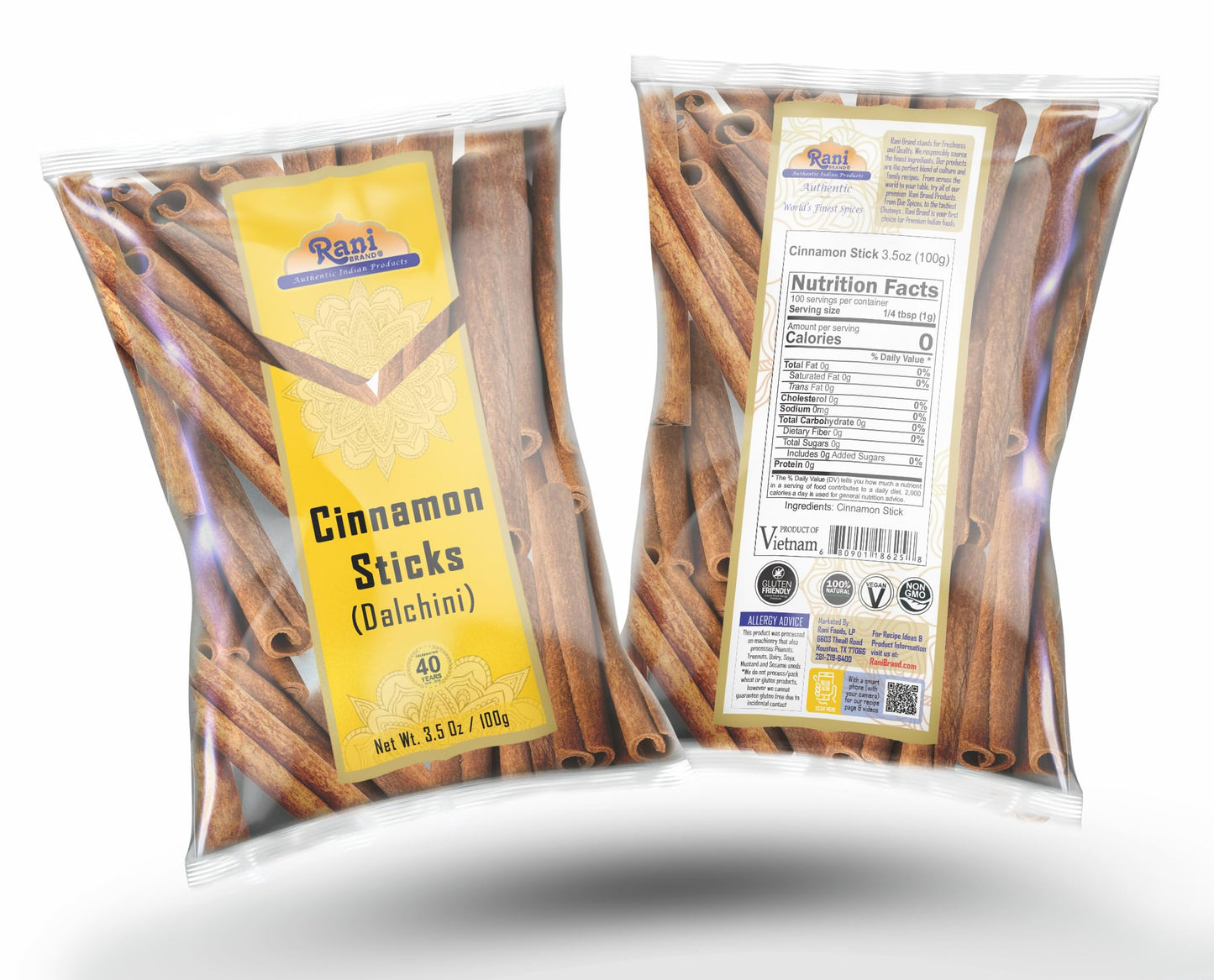 Rani Cinnamon Sticks 3.5Oz (100G) ~ 11-13 Sticks 3 Inches In Length Cassia Round ~ All Natural | Vegan | No Colors | Gluten Friendly | Non-Gmo