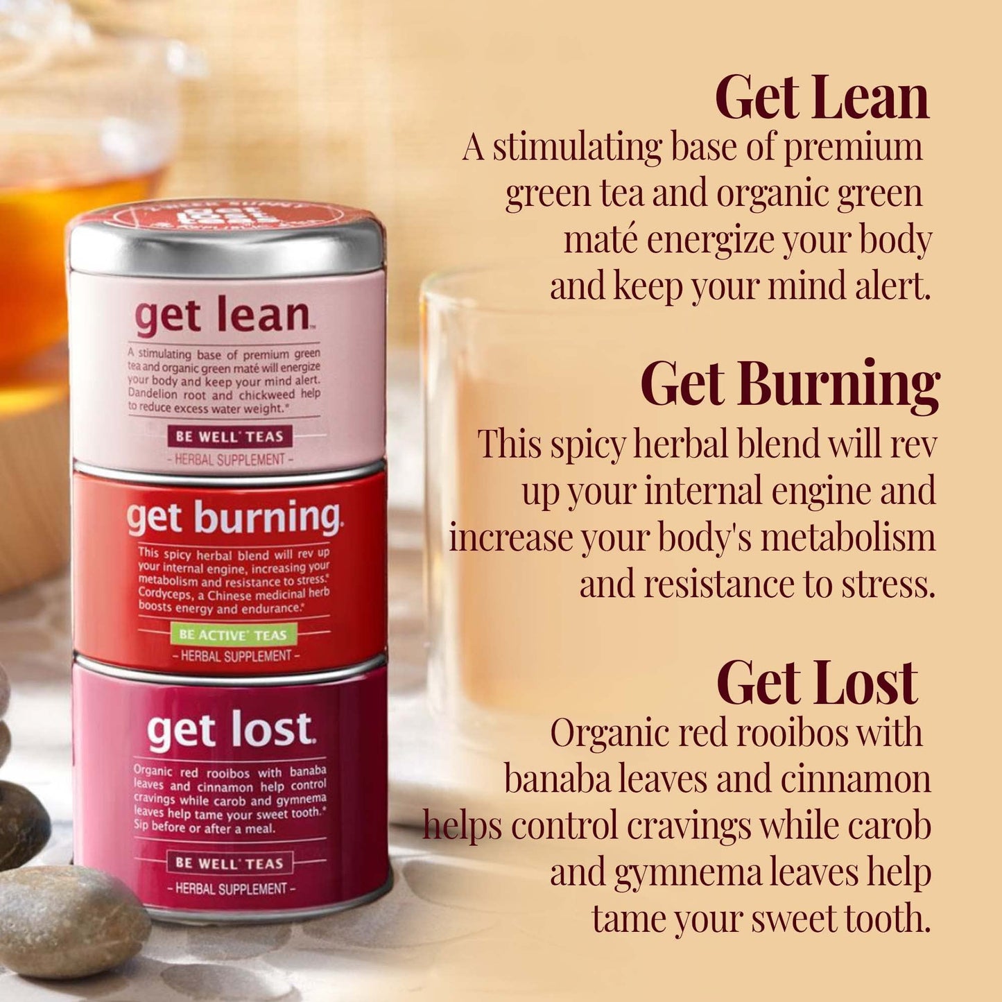 The Republic of Tea Get Lost Stackable Teas, Caffeinated, 42 Count, Tin