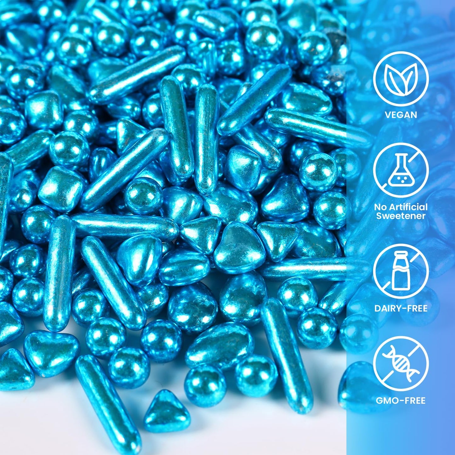 Sujoygar Blue Sprinkles For Cake Decorating, Blue Gold Pearl Rods Sugar Candy, Metallic Sprinkles For Baking Cupcake Toppers Coo