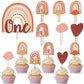 Juexica 25 Pcs Rainbow Cake Topper One Cake Topper 1St Birthday Cake Topper First Wood Rainbow Cupcake Toppers Cake Topper Boho 