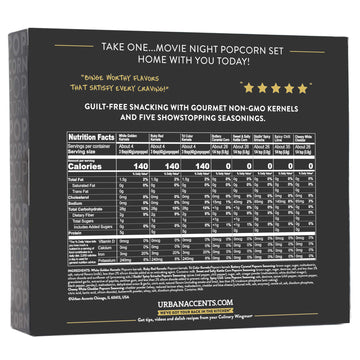 Urban Accents MOVIE NIGHT Popcorn Kernels and Popcorn Seasoning Variety Pack (set of 8) - 3 Non-GMO Popcorn Kernel Packs and 5 G