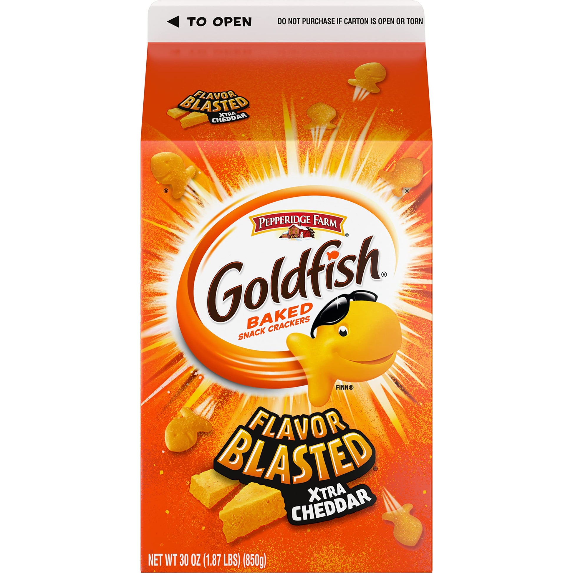 Pepperidge Farm Goldfish Flavor Blasted Xtra Cheddar Crackers, 30 Oz Carton, Pack of 6