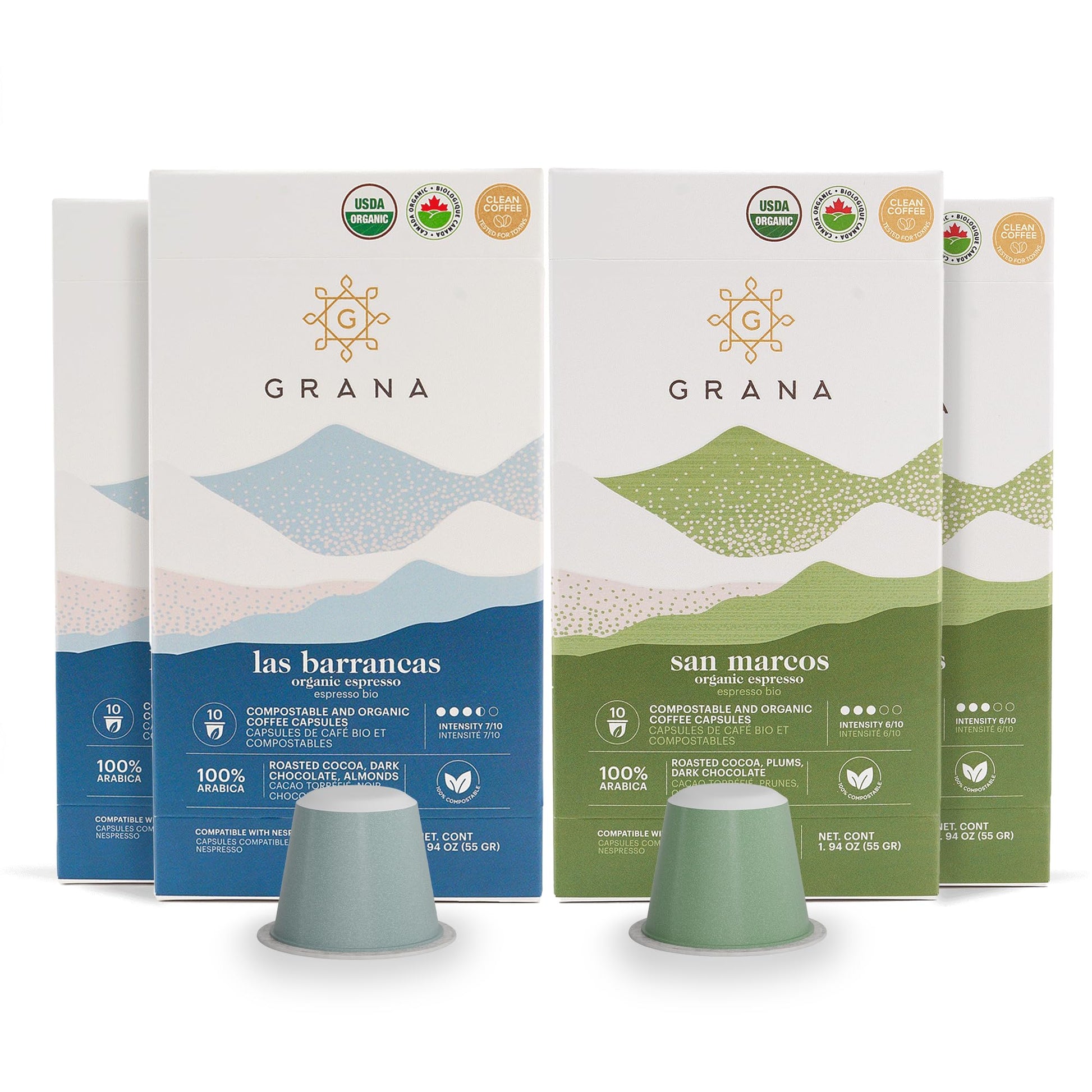 G Grana Espresso Capsules, Nespresso Compatible, 100% Compostable, 40 Count, 10 Count (Pack of 4)