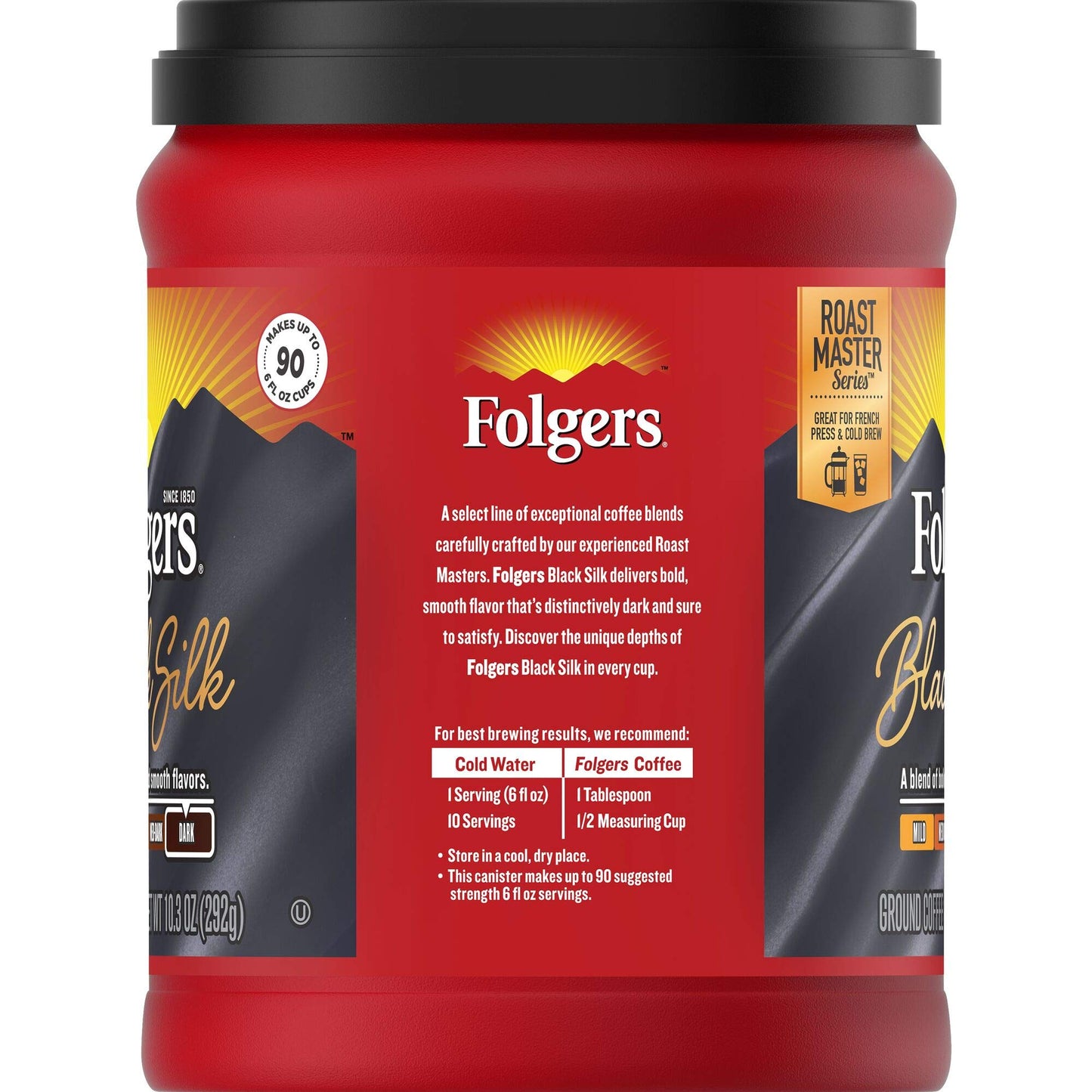Folgers Black Silk Dark Roast Ground Coffee, 10.3 Ounces, Pack of 1