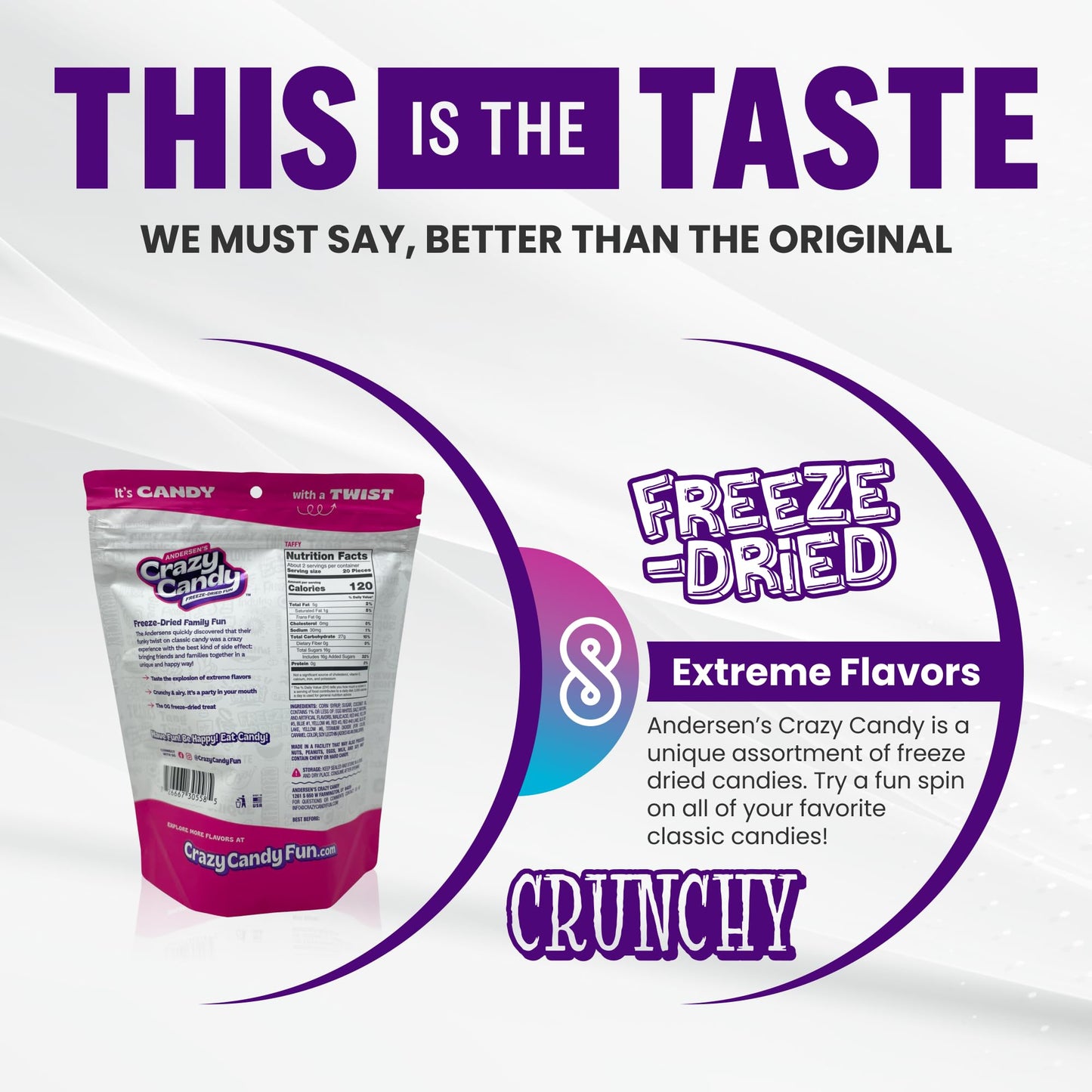 Andersen'S Crazy Candy Freeze Dried Candy - Freeze Dried Taffy, 2.4 Ounces