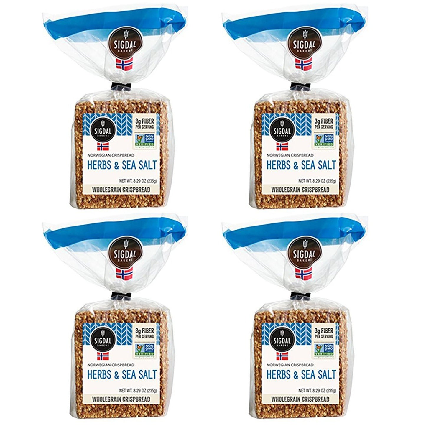 Sigdal Wholegrain Crispbread with Herbs and Sea Salt, 2.07oz (Pack of 4)