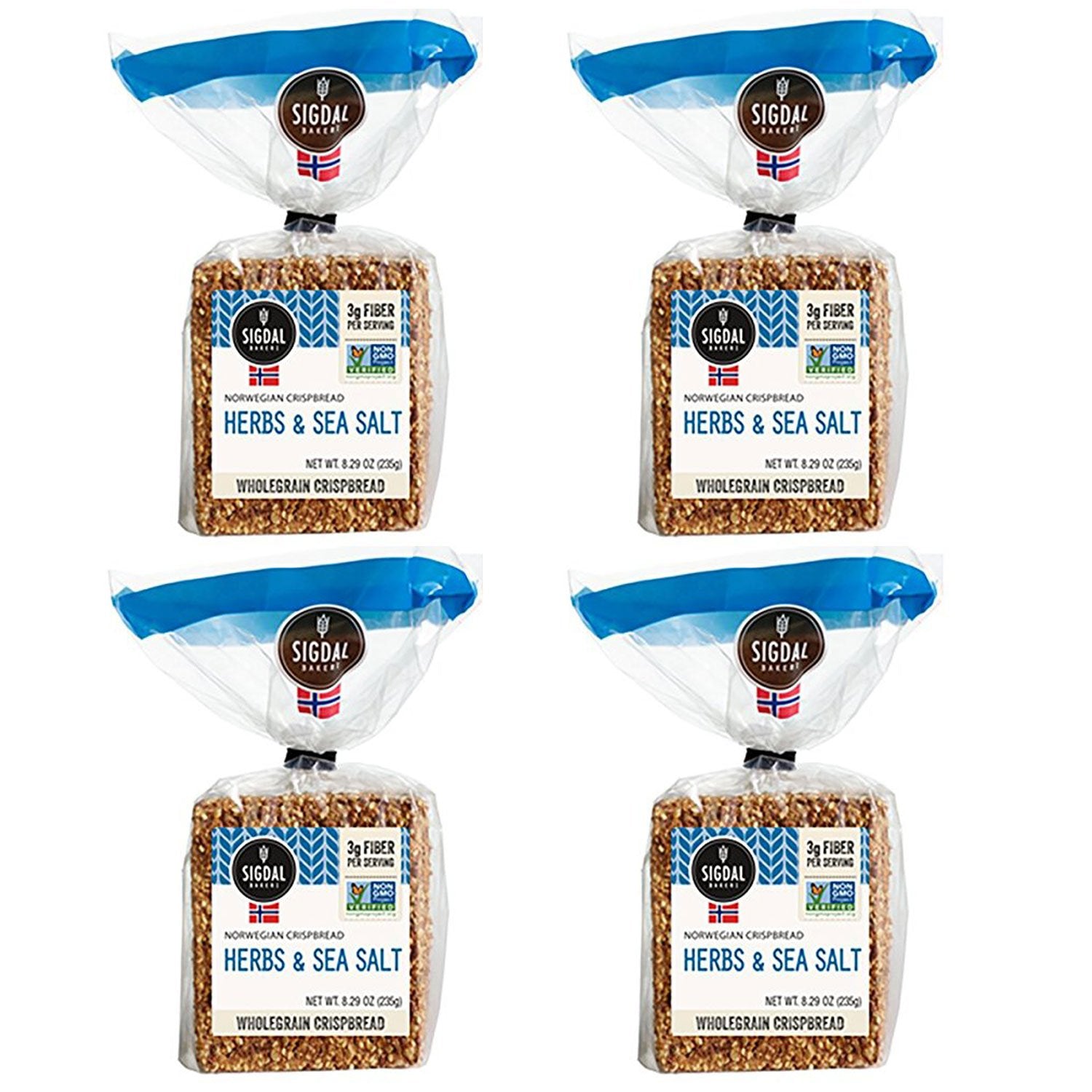 Sigdal Wholegrain Crispbread with Herbs and Sea Salt, 2.07oz (Pack of 4)