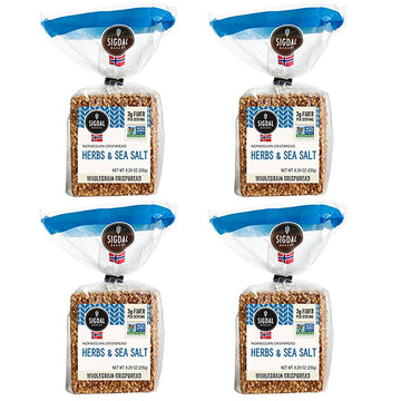 Sigdal Wholegrain Crispbread with Herbs and Sea Salt, 2.07oz (Pack of 4)