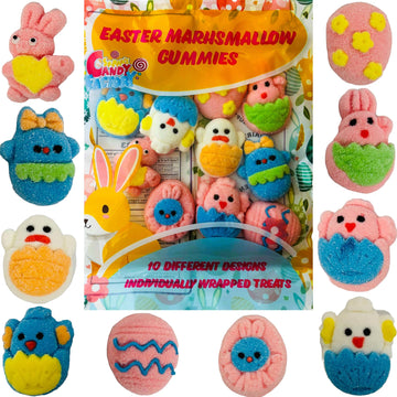 Easter Marshmallow Gummies 10 Different Design,4.5 Oz, Individually Wrapped Gummies in Bag, Gluten Free, Diary Free, Perfect for