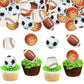 48 PCS Edible Sports Cupcake Toppers Wafer Paper Baseball Rugby Cupcake Picks Edible Basketball Soccer Football for Cake Decorat