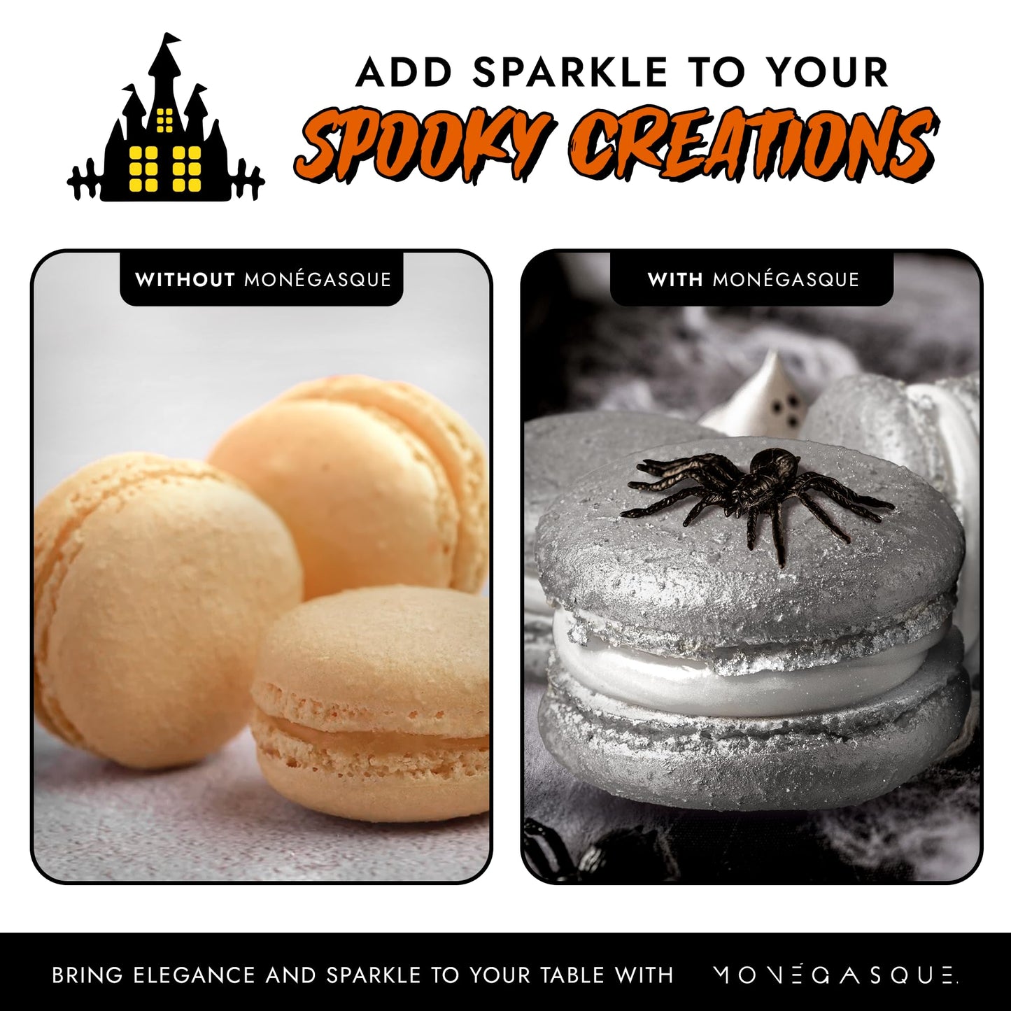 Mon  Gasque Silver Luster Dust Edible Glitter For Cocktails 15G - Premium Silver Edible Luster Dust For Halloween Food Decoratio