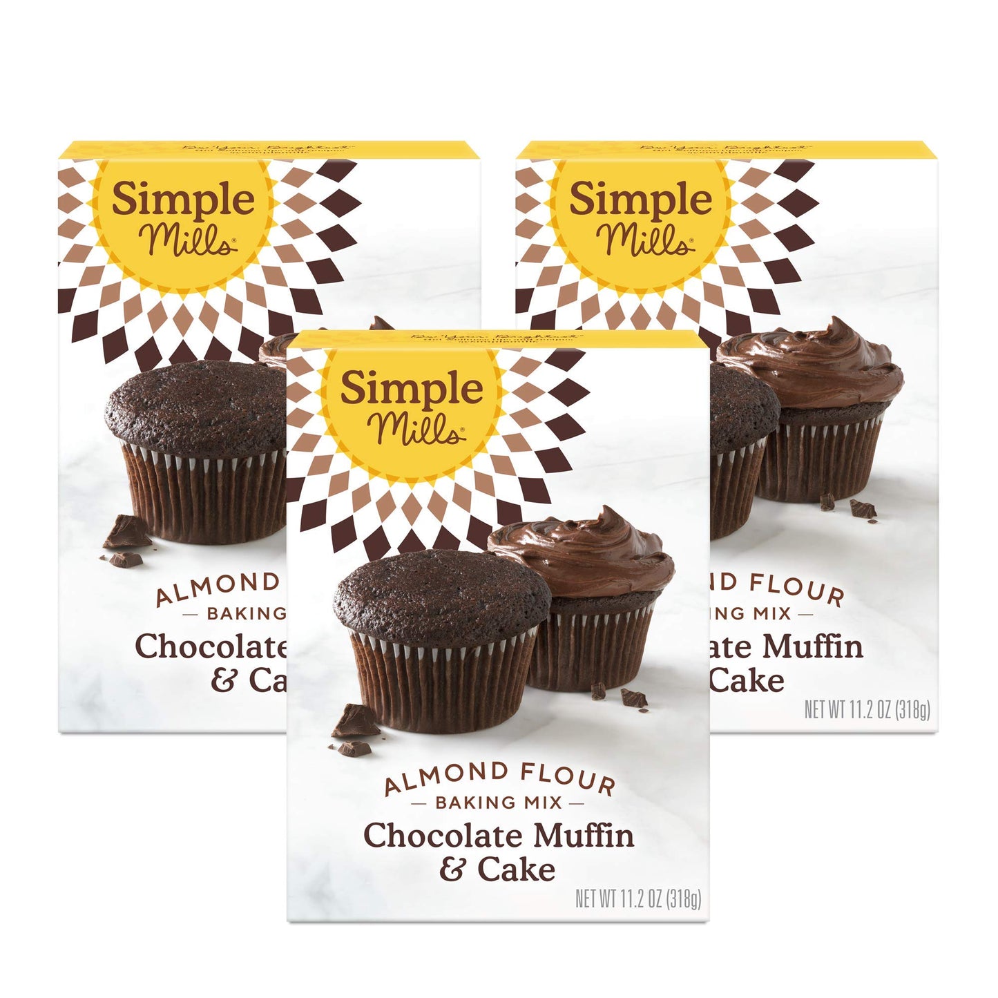 Simple Mills Almond Flour Baking Mix, Chocolate Muffin & Cake Mix, Gluten Free, Plant Based, 11.2 Ounce (Pack of 3)