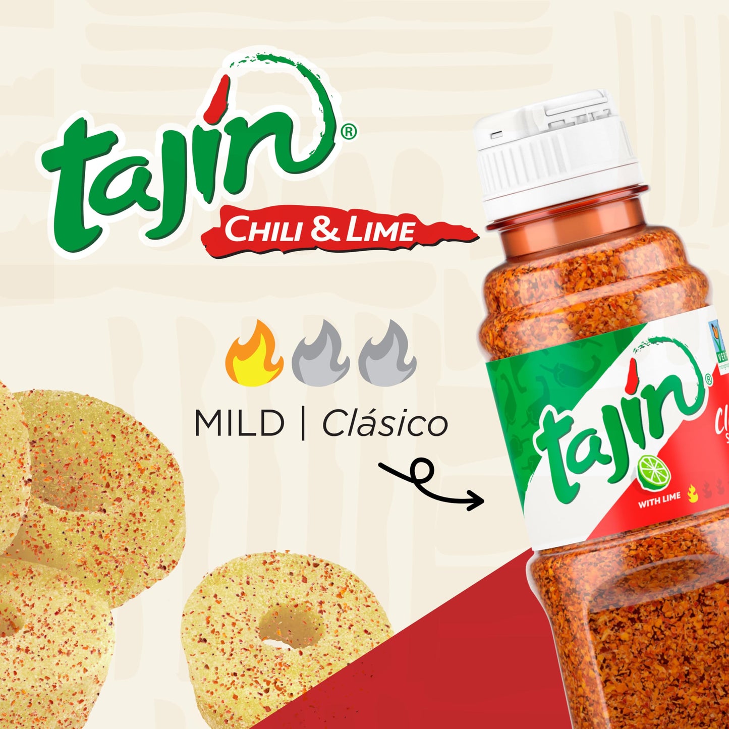 Snak Club Tajin Pineapple Rings Gummy Candy, Fruit Candy Gummies with Chili and Lime Seasoning, Mild, Gluten-Free and Vegan Snac