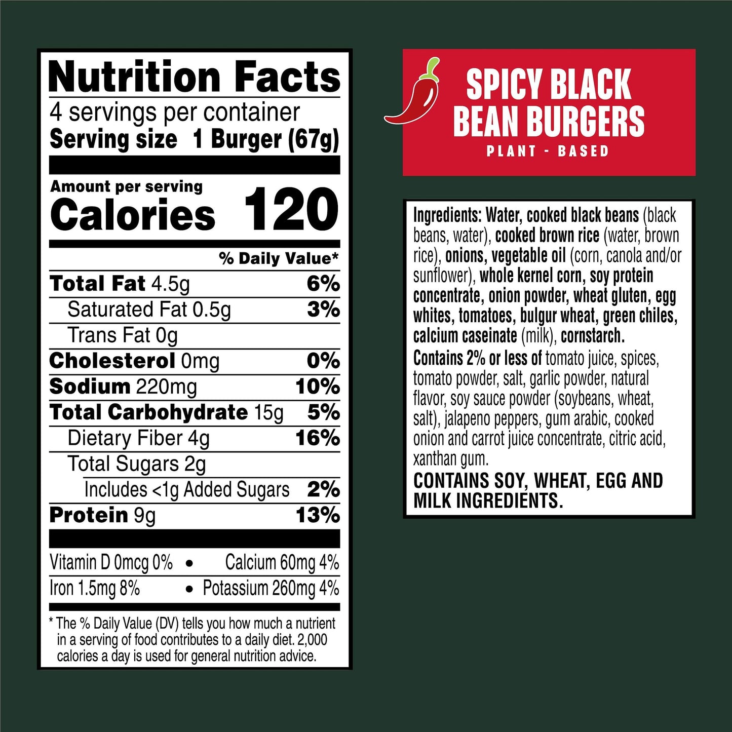MorningStar Farms Veggie Burgers, Vegetarian Meat, Spicy Black Bean (4 Count)