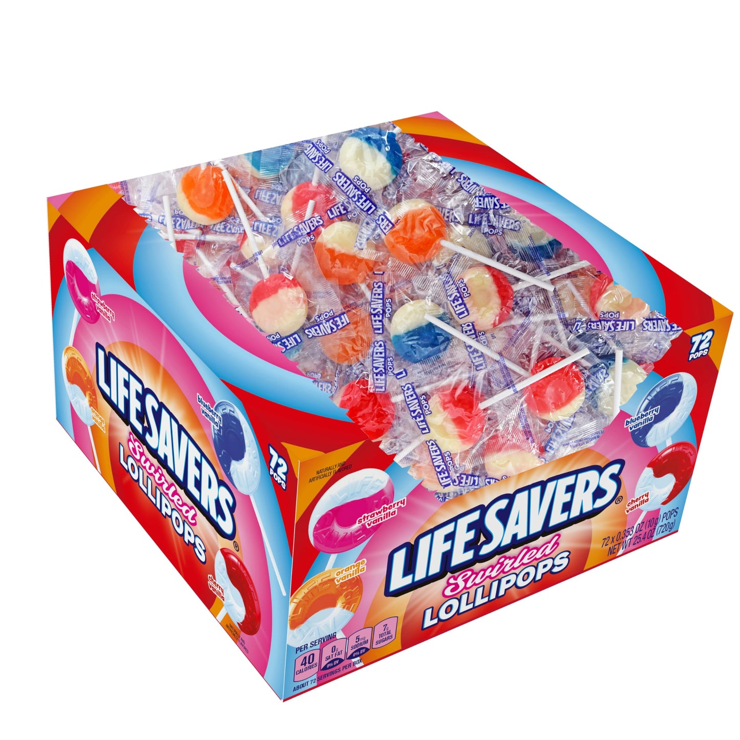 LIFE SAVERS Swirl Lollipops - Bulk Box of LIFE SAVERS Lollipops Individually Wrapped, Fruit and Cream Swirled Suckers, Assorted