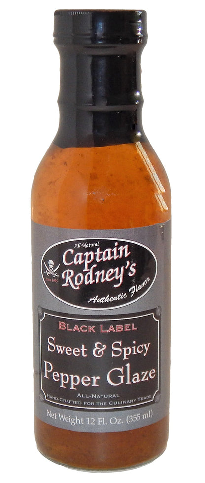 Captain Rodneys Black Label Sweet & Spicy Boucan Pepper Glaze - 12 Fl Oz
