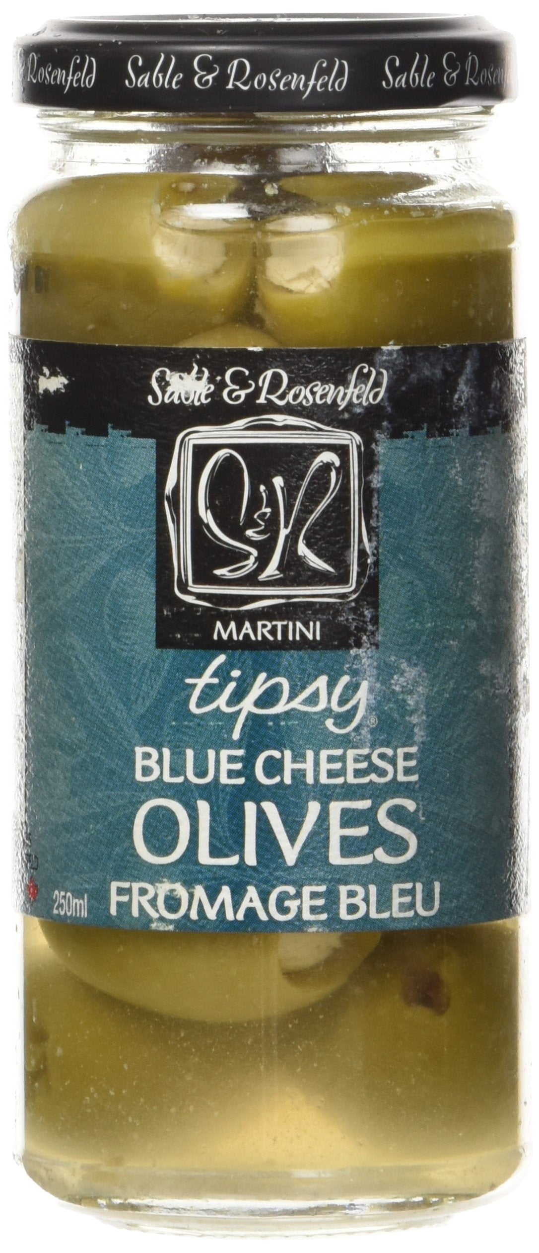 Tipsy Olives - Green Olives Stuffed With Blue Cheese - Large Cocktail Olives For Cocktails, Bloody Mary Condiments, Martini Stuffed Olives, Olive Bar - Sable & Rosenfeld - 5 Oz (Pack 1)