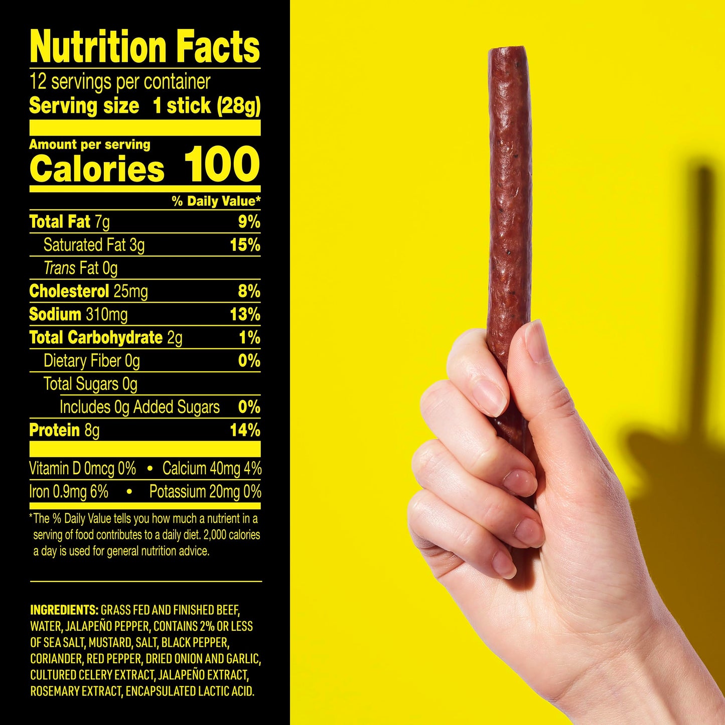 Lorissa'S Kitchen Premium Grass-Fed & Finished Beef Jerky Snack Sticks 12-Pack: Jalapeo Flavor, 8G Protein, Certified Free From