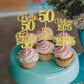 Rssta i 50th Birthday Cupcake Toppers, Gold Glitter, Vintage 1975, Paper, 24 Pack