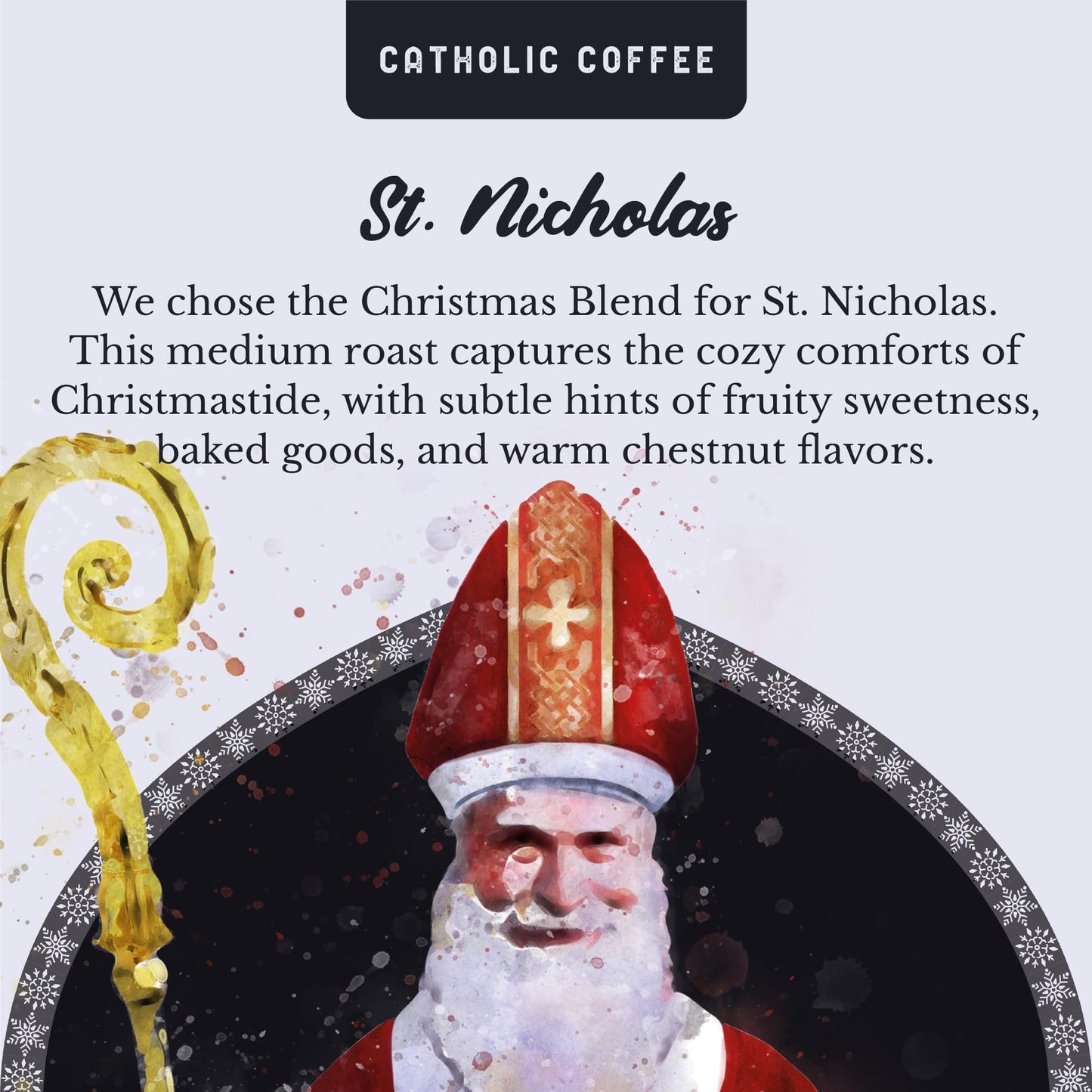 St. Nicholas Christmas Blend (Whole Bean) 12 oz Small-Batch Craft Coffee, Gift for Catholic Faithful & Coffee Lovers