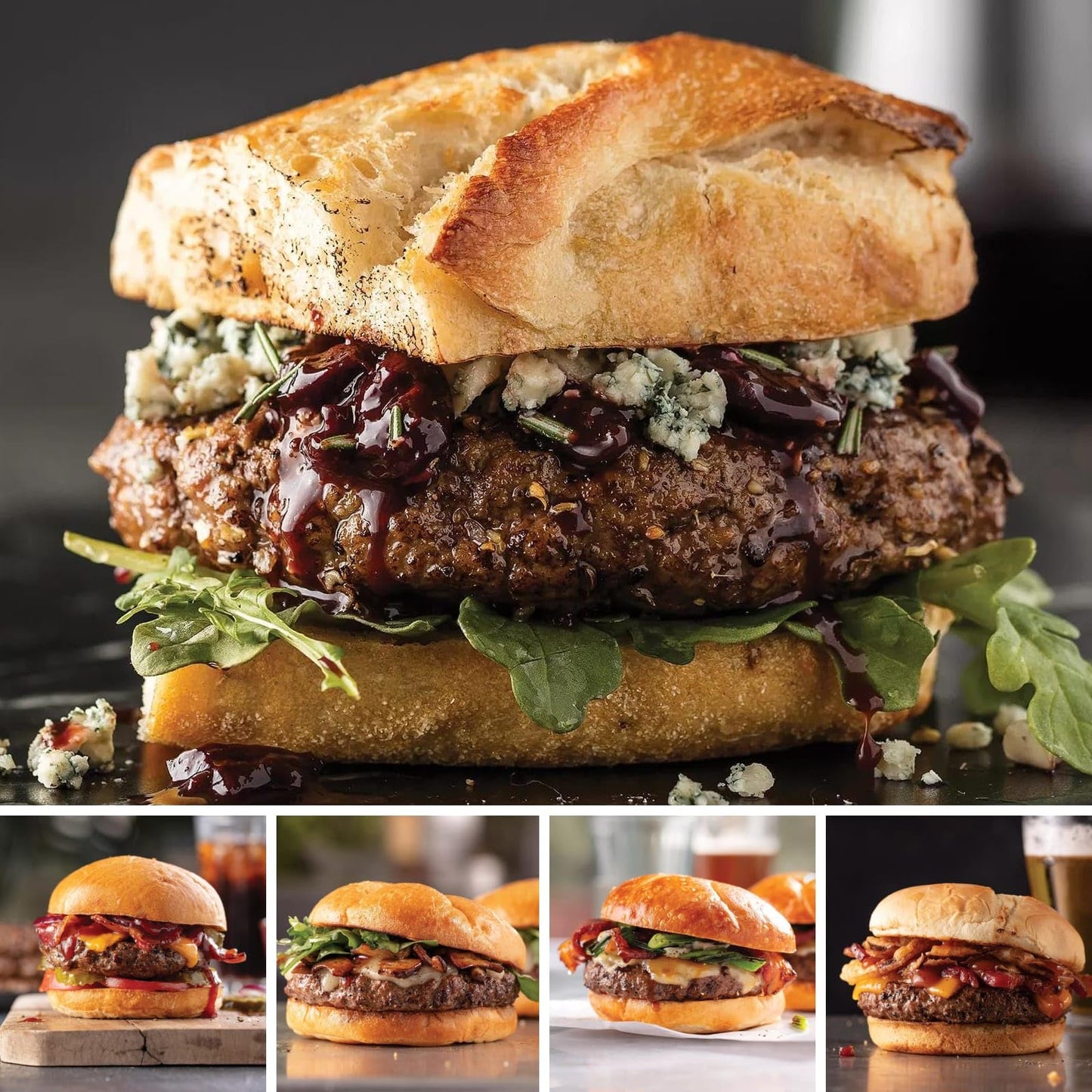 Omaha Steaks Favorites PureGround Burger Flight with Smash Burgers (4 PureGround Filet Mignon Burgers  4 PureGround Sirloin Burgers  4 PureGround Porterhouse Burgers  4 PureGround New York Strip Burgers  8 Smash Burgers)