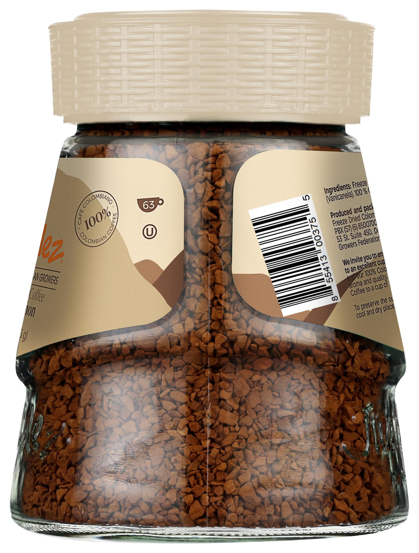 Juan Valdez Freeze-Dried Instant Coffee, Vanilla Cinnamon, 100% Colombian Arabica Beans, 3.35 oz Jar, Pack of 1