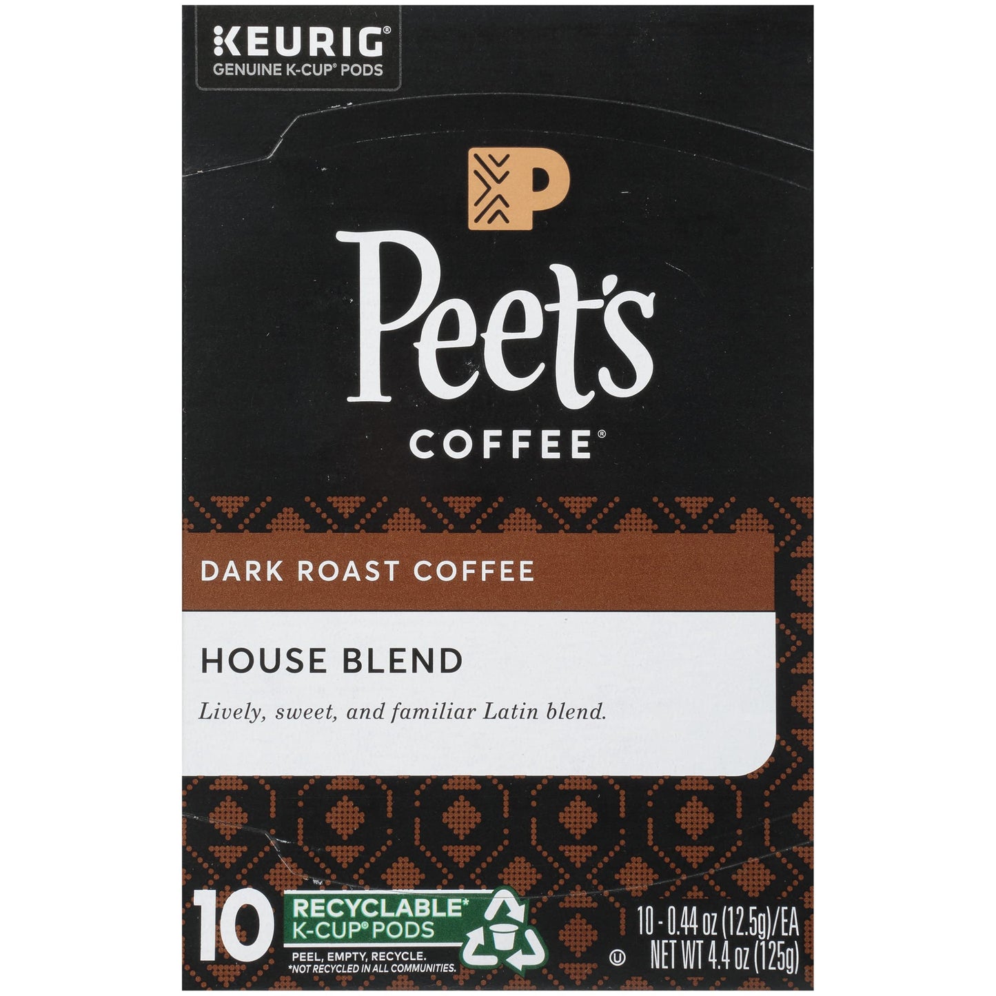Peets Coffee K Cup Pods, Dark Roast, 10 Count, Compatible with Keurig Brewers