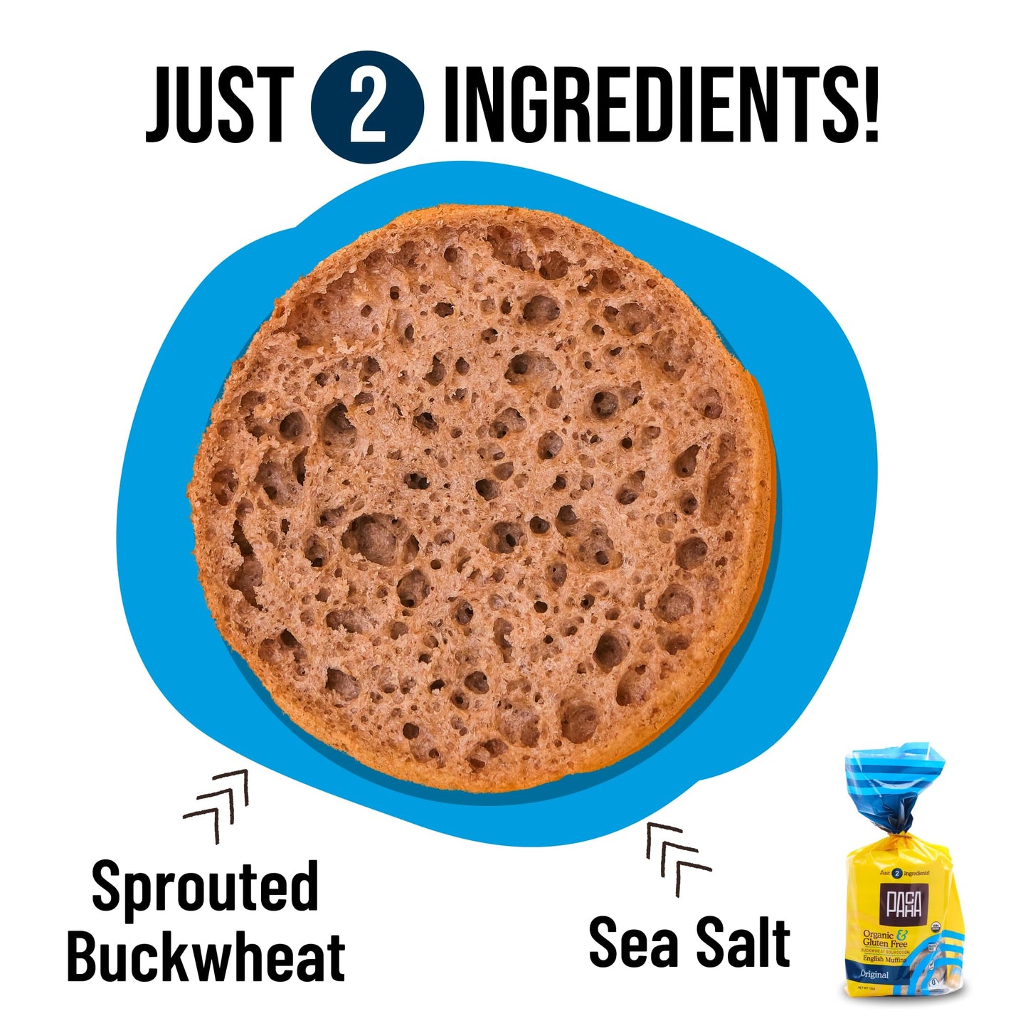 Pacha Buckwheat English Muffins: Original - Certified Organic, Gluten-Free, Vegan, Sprouted, Sandwich Bun, Burger Bun - 13 OZ