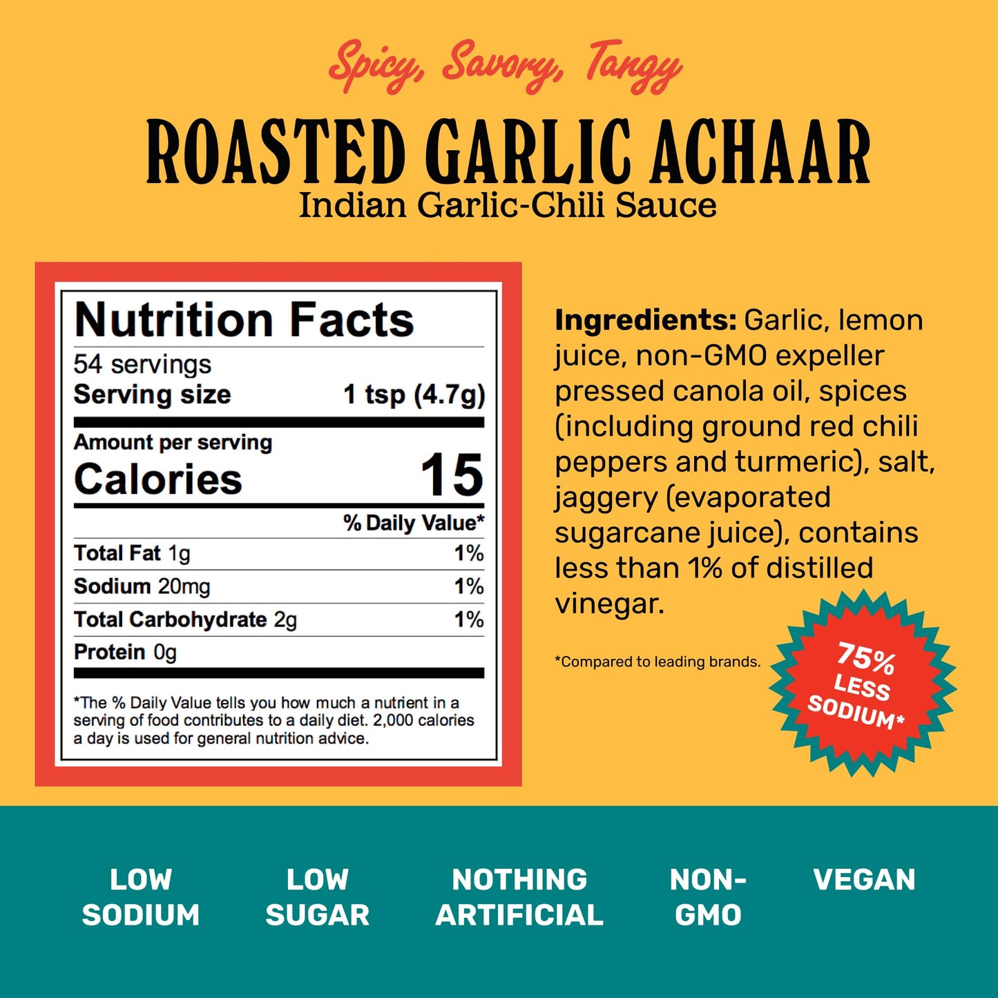 Brooklyn Delhi Roasted Garlic Achaar - 9 Ounces - Spicy, Lemony, Savory, Sweet Flavor - Made With A Mix Of Indian Spices, Red Ch