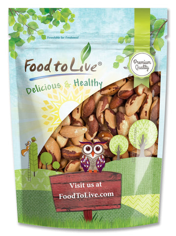 Food to Live Dry Roasted Brazil Nuts, Unsalted, Whole, Vegan, Kosher, 1 Pound
