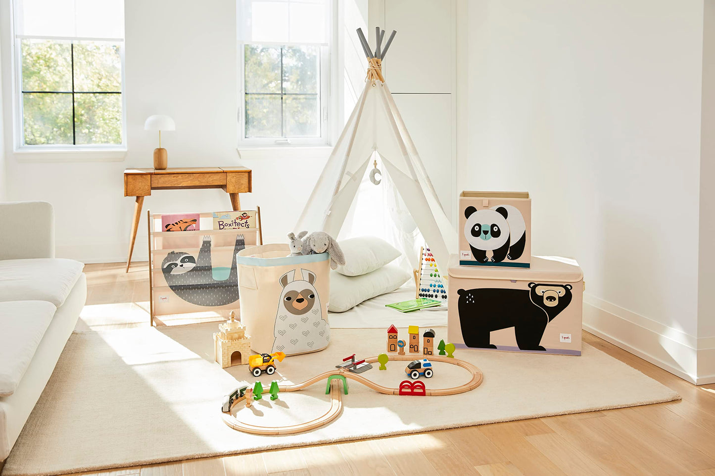 3 Sprouts Cube Storage Box - Organizer Container For Kids  Toddlers, Panda