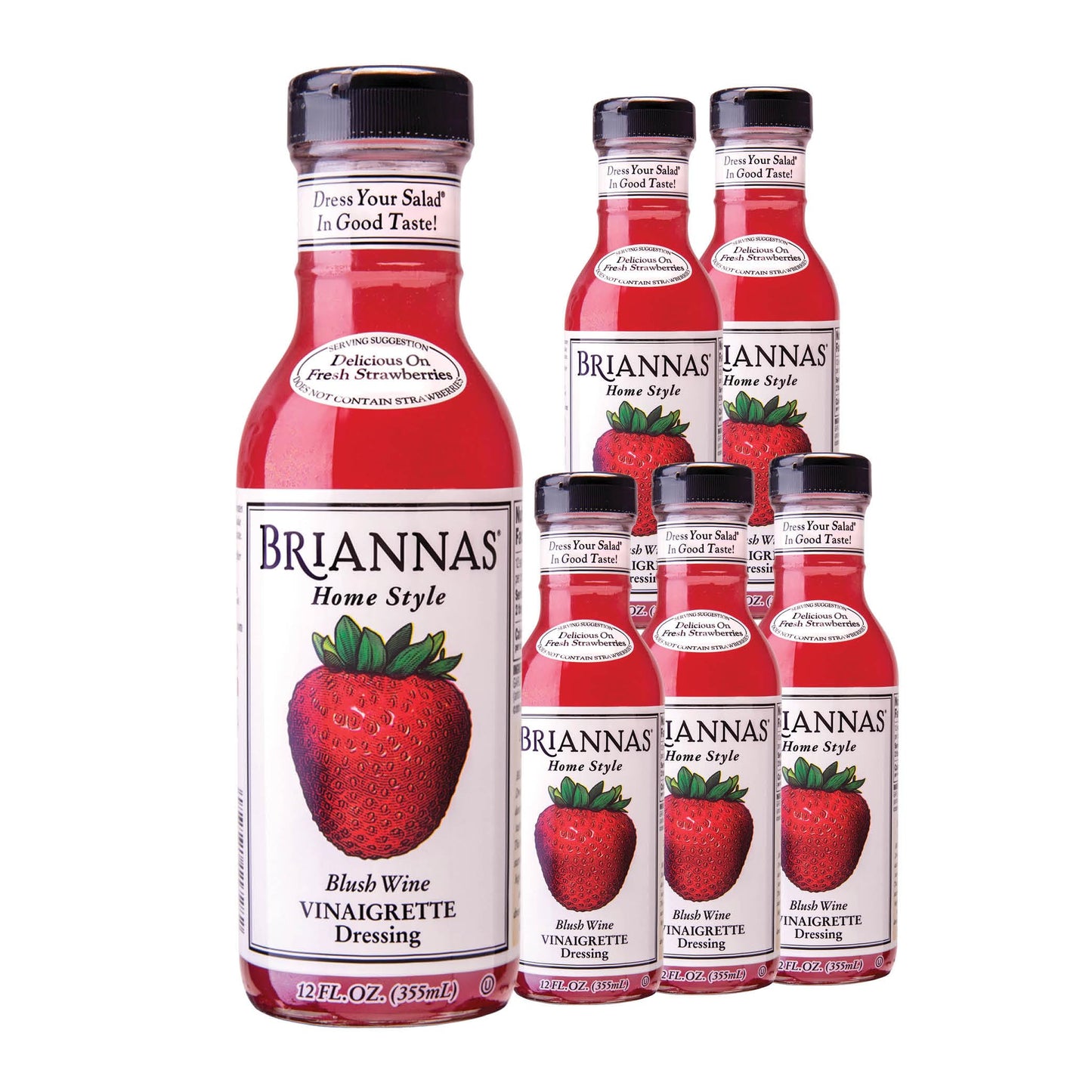 Briannas - Home Style Blush Beverage-Inspired Vinaigrette Dressing - Fine Salad Dressing Made With Top-Grade Ingredients - Gluten Free  Kosher  & Vegan - 12 Oz. Bottles - 6 Pack