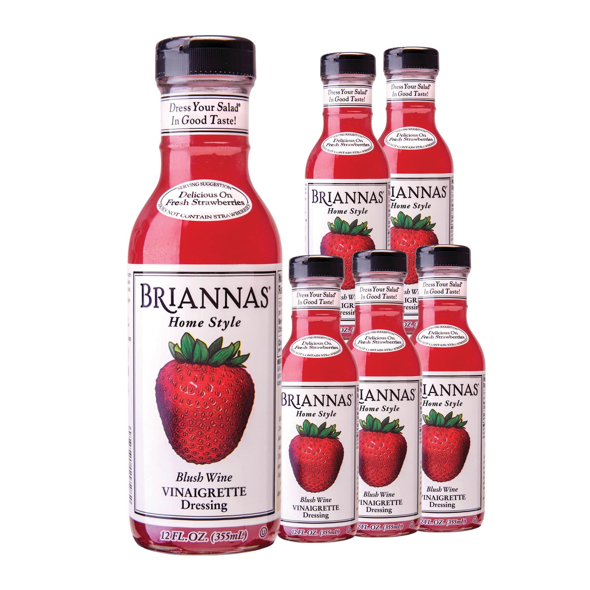 Briannas - Home Style Blush Beverage-Inspired Vinaigrette Dressing - Fine Salad Dressing Made With Top-Grade Ingredients - Gluten Free  Kosher  & Vegan - 12 Oz. Bottles - 6 Pack