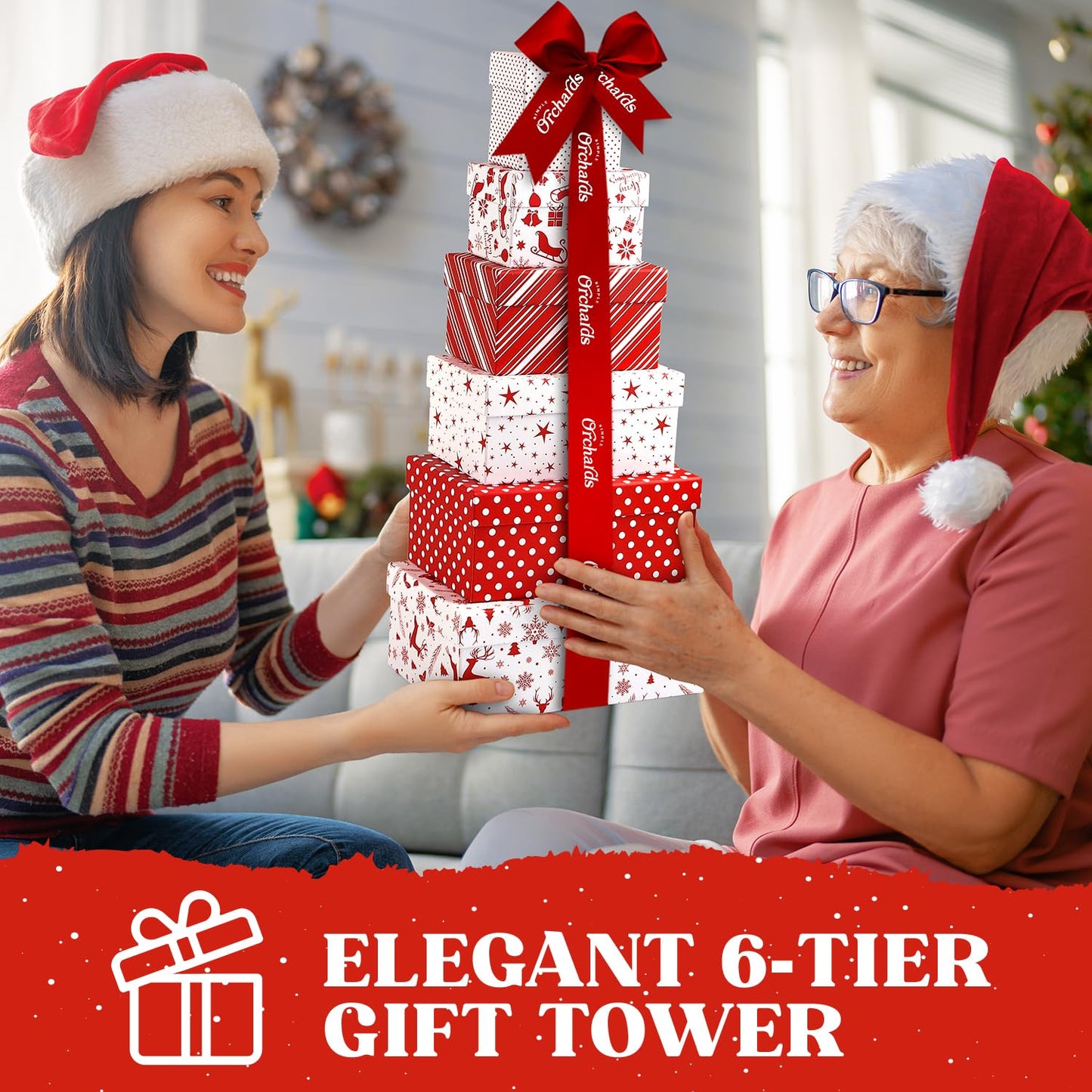 Gift Basket Tower With Fresh Nuts & Snacks, Gourmet Cravings Indulgence - 6 Tier Food Basket Gift Set, Great Gift Present For Me