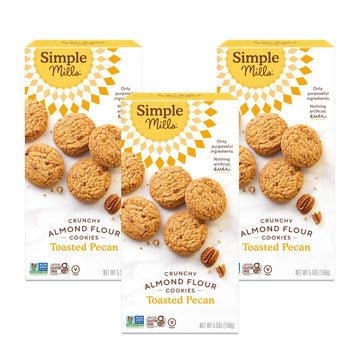 Simple Mills Almond Flour Crunchy Cookies, Toasted Pecan - Gluten Free, Vegan, Healthy Snacks, Made With Organic Coconut Oil, 5.5 Ounce (Pack Of 3)